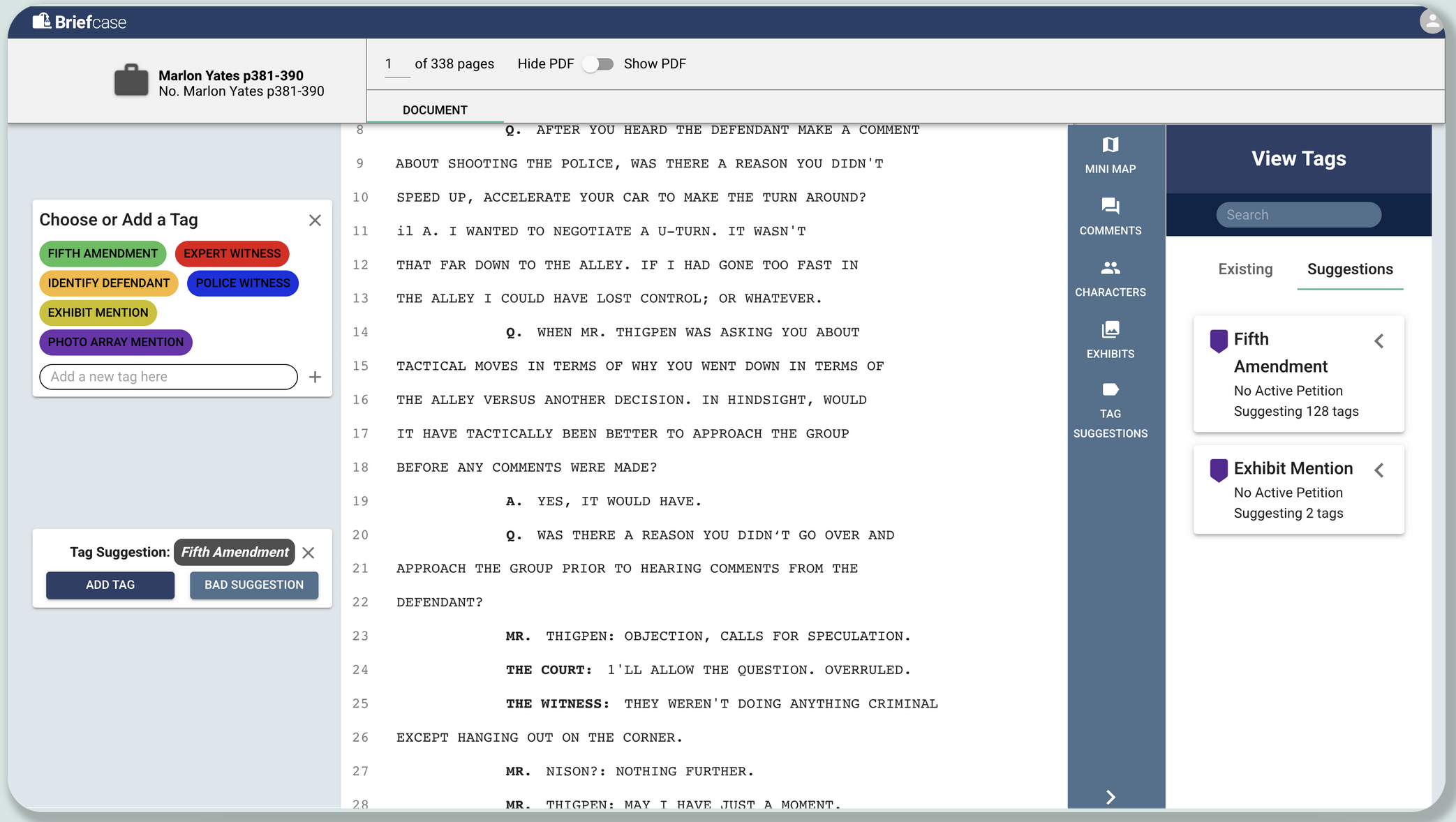 AI document view of legal document